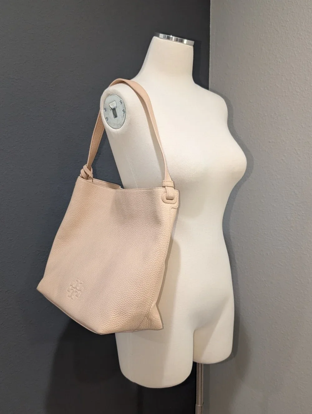 Tory Burch Thea Pebbled Leather Slouchy Hobo Bag & Matching Zip Wallet Set